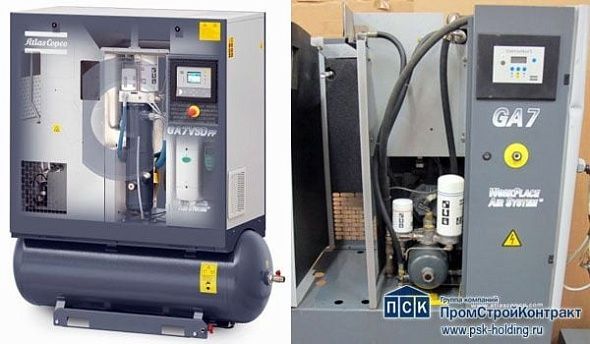 Стационарный винтовой компрессор Atlas Copco GA 7 кВт - 13 Бар
